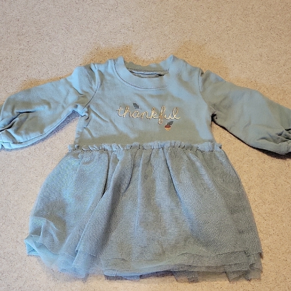 Carter's THANKFUL Long Sleeve Dress With Tulle Size 12 Months